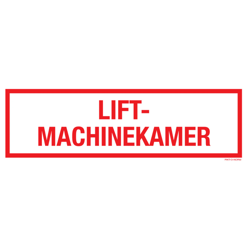 Pictogram lift-machinekamer tekst rood wit