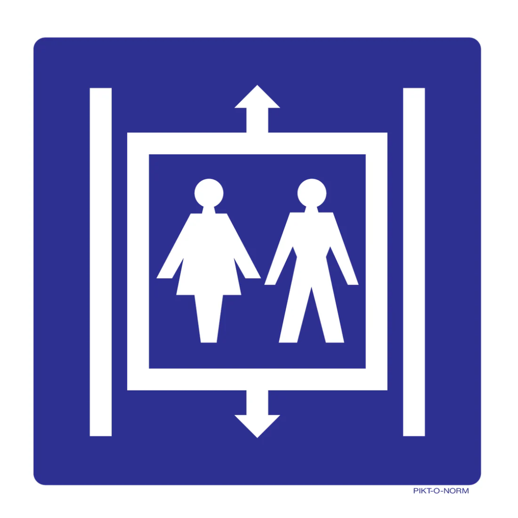 Pictogram lift blauw wit
