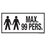 Pictogram max 99 personen tekst zwart wit