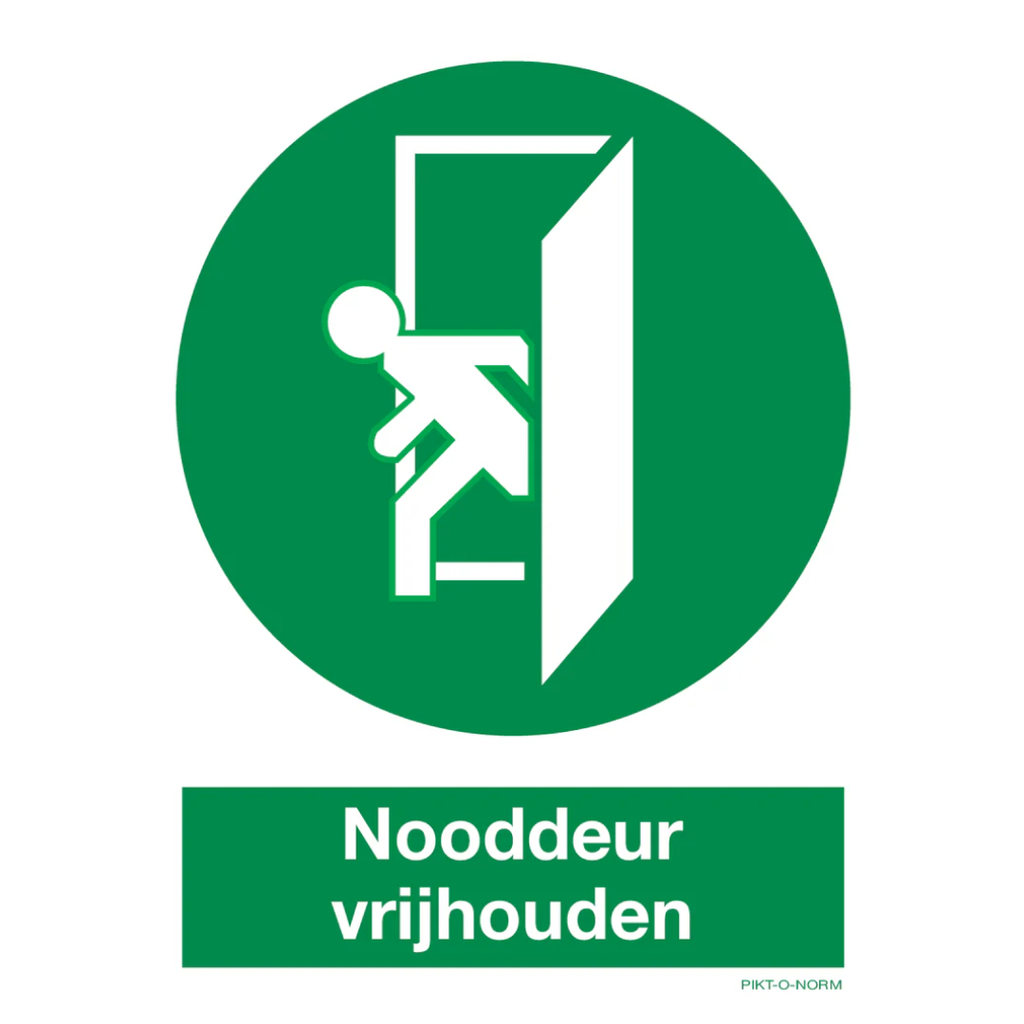 Pictogram nooddeur vrijhouden groen wit