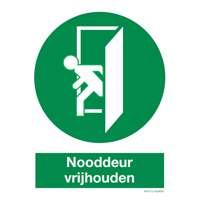 Pictogram nooddeur vrijhouden groen wit