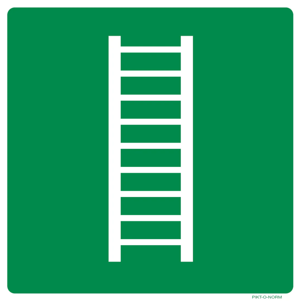Pictogram noodladder groen wit volgens ISO 7010