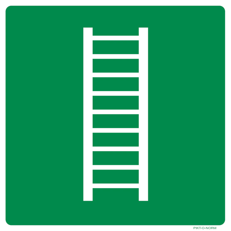 Pictogram noodladder groen wit volgens ISO 7010