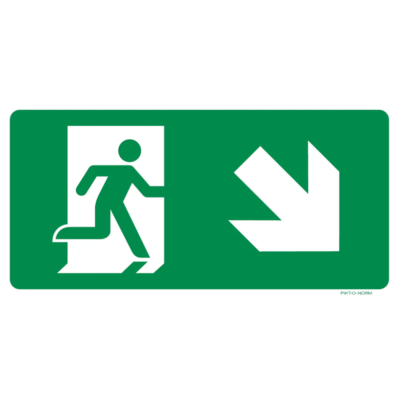 Pictogram nooduitgang beneden rechts groen wit volgens ISO 7010