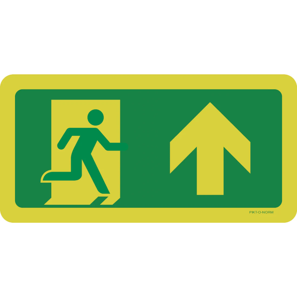 Pictogram nooduitgang rechtdoor groen wit luminescerend volgens ISO 7010