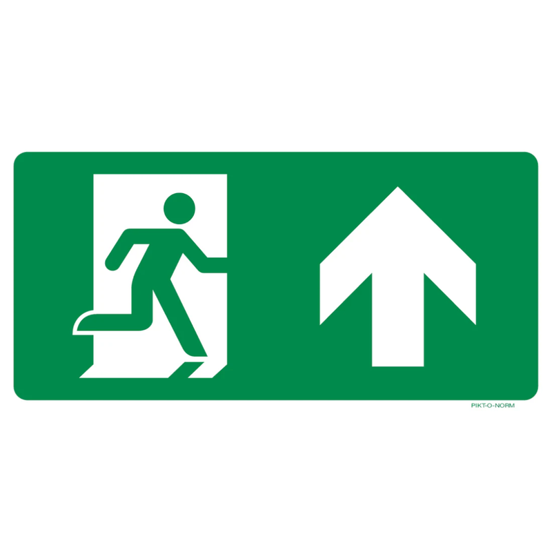Pictogram nooduitgang rechtdoor groen wit volgens ISO 7010