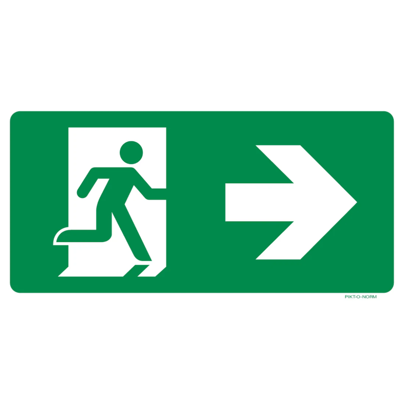 Pictogram nooduitgang rechts groen wit volgens ISO 7010