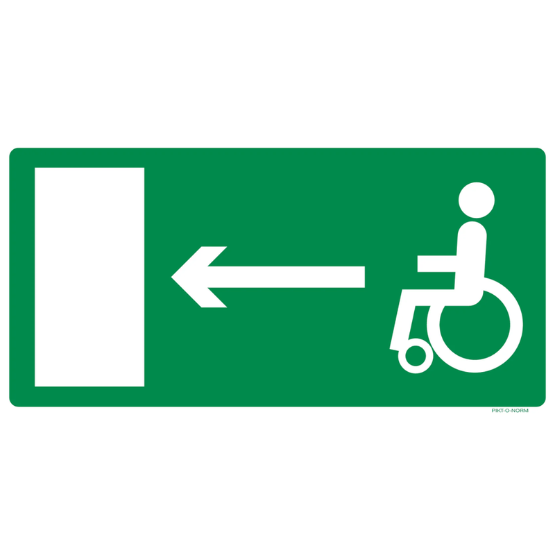 Pictogram nooduitgang rolstoel links groen wit