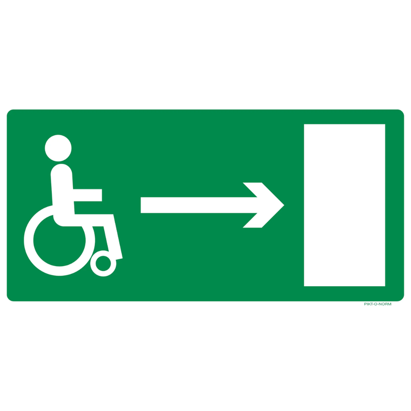 Pictogram nooduitgang rolstoel rechts groen wit