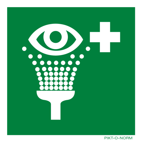 Pictogram oogdouche groen wit volgens ISO 7010