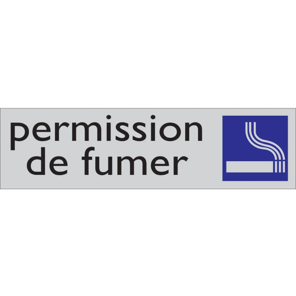 Pictogram Franstalig permission de fumer tekst blauw grijs zelfklevende pvc