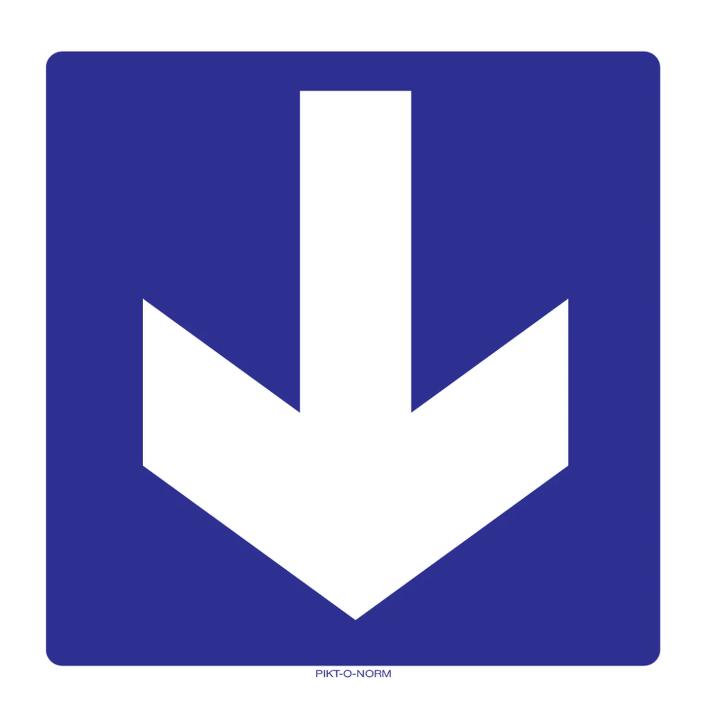 Pictogram pijl blauw wit