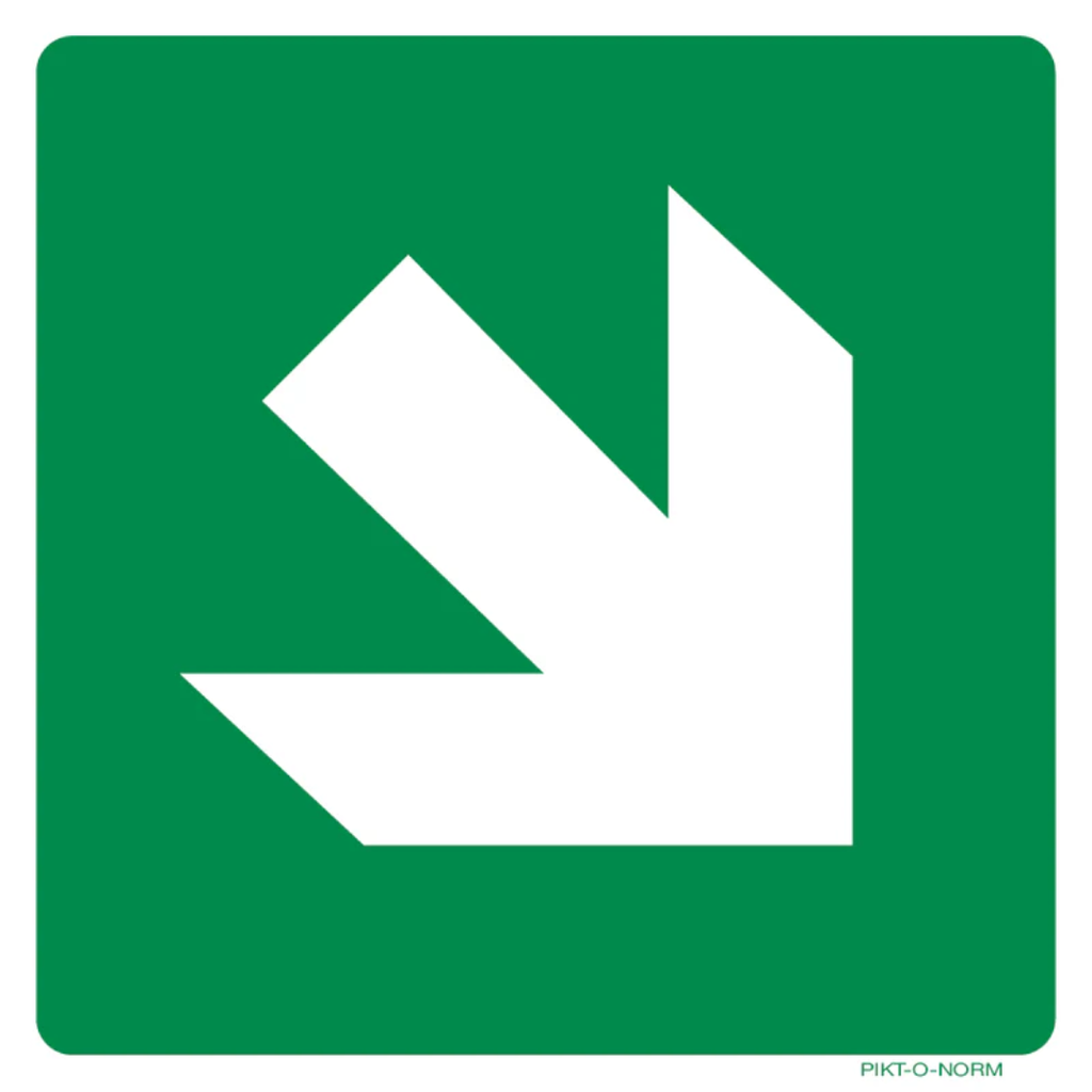 Pictogram pijl groen schuin groen wit volgens ISO 7010