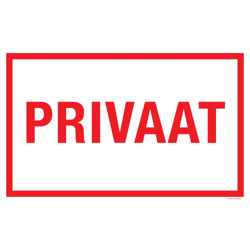 Pictogram privaat toegang tekst rood wit