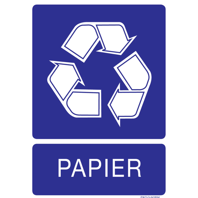 Pictogram recyclage papier blauw wit
