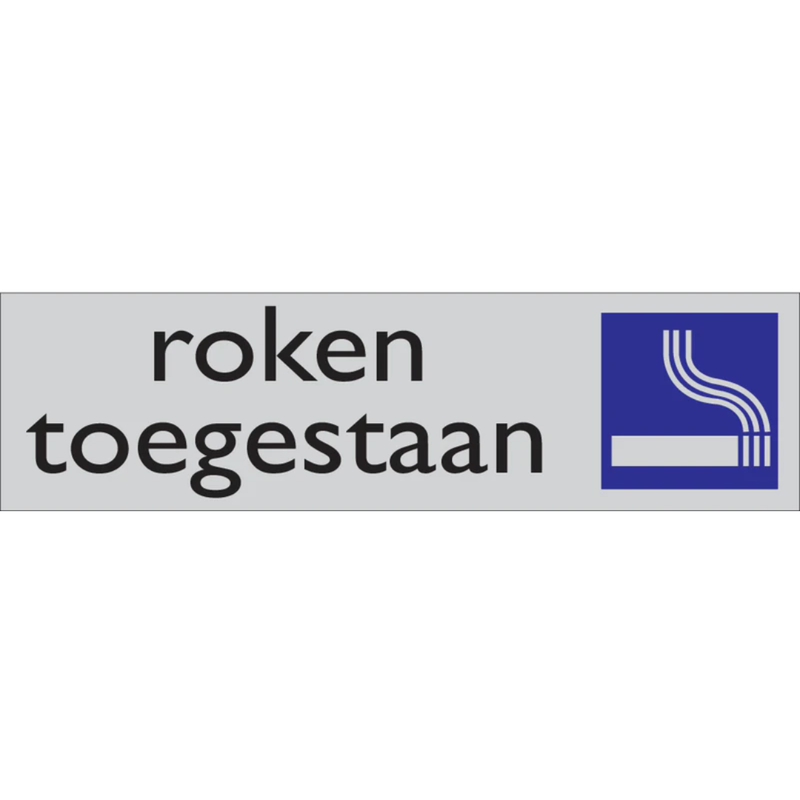 Pictogram roken toegestaan tekst blauw grijs zelfklevende pvc