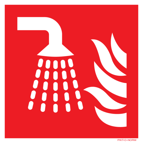 Pictogram sprinkler rood wit volgens ISO 7010