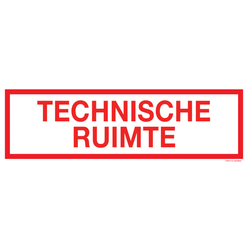 Pictogram technische ruimte tekst rood wit