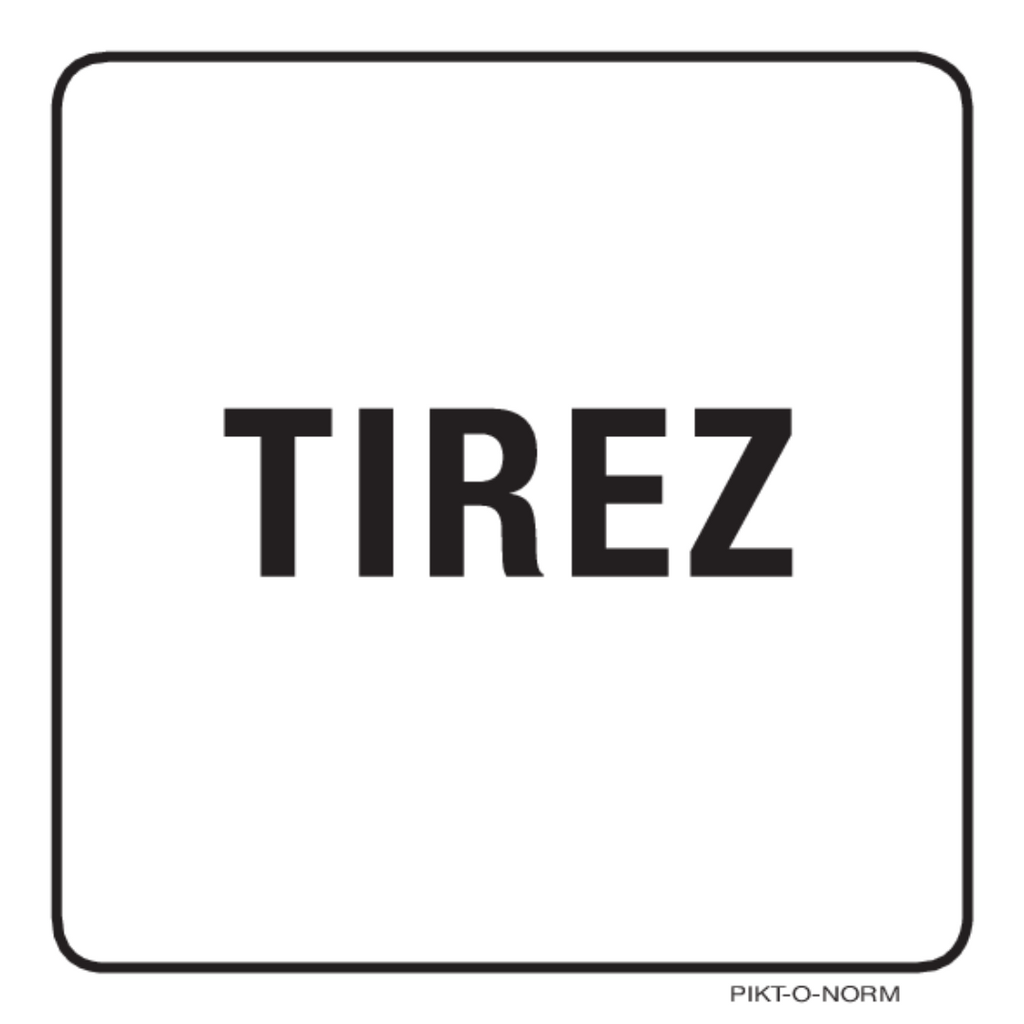 Pictogram Franstalig tirez tekst zwart wit