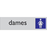 Pictogram toilet dames tekst blauw grijs zelfklevende pvc
