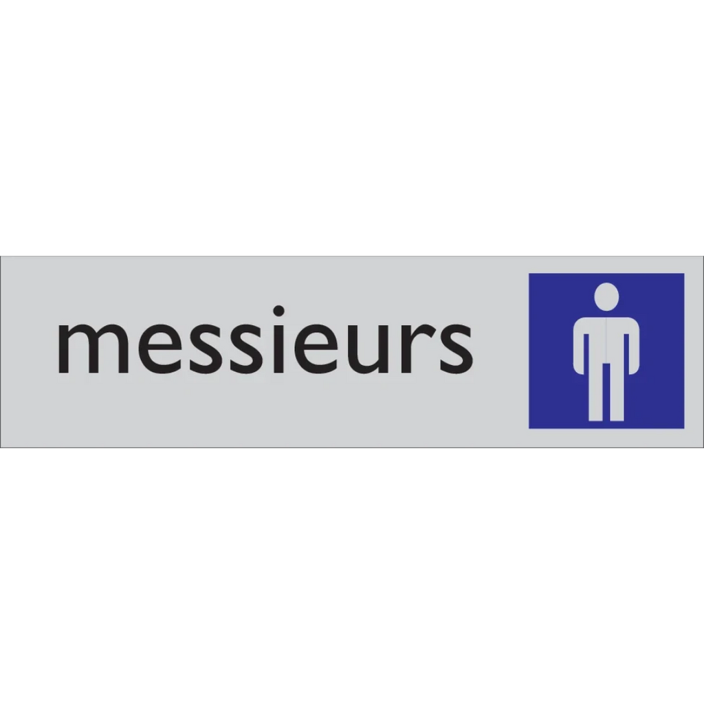 Pictogram Franstalig toilettes messieurs tekst blauw grijs zelfklevende pvc