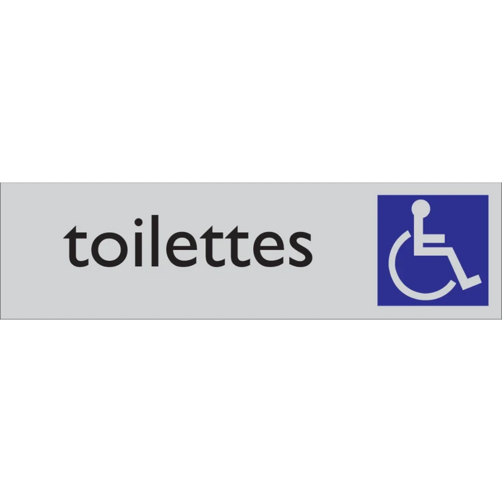 Pictogram Franstalig toilettes personnes à mobilité réduite tekst blauw grijs zelfklevende pvc