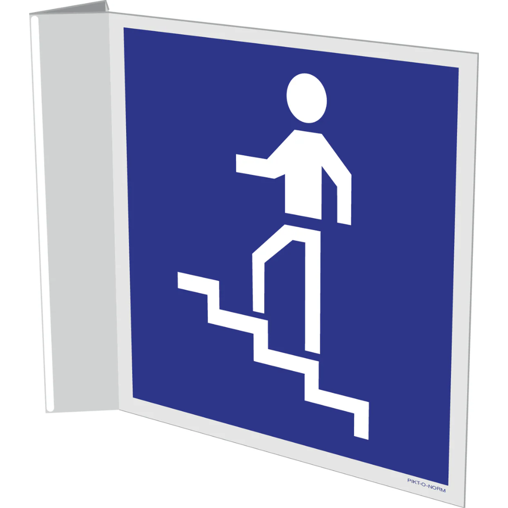 Pictogram trappen blauw wit pvc haaks gemonteerd