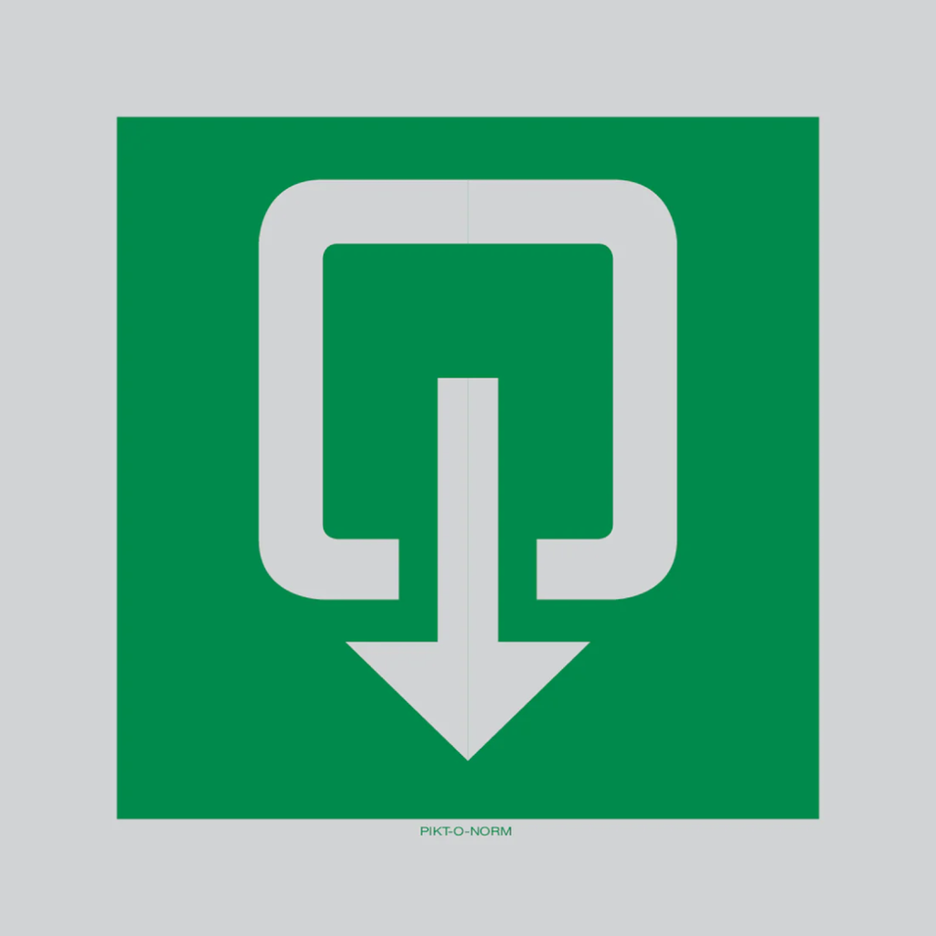 Pictogram uitgang buiten-draaiend groen wit aluminium
