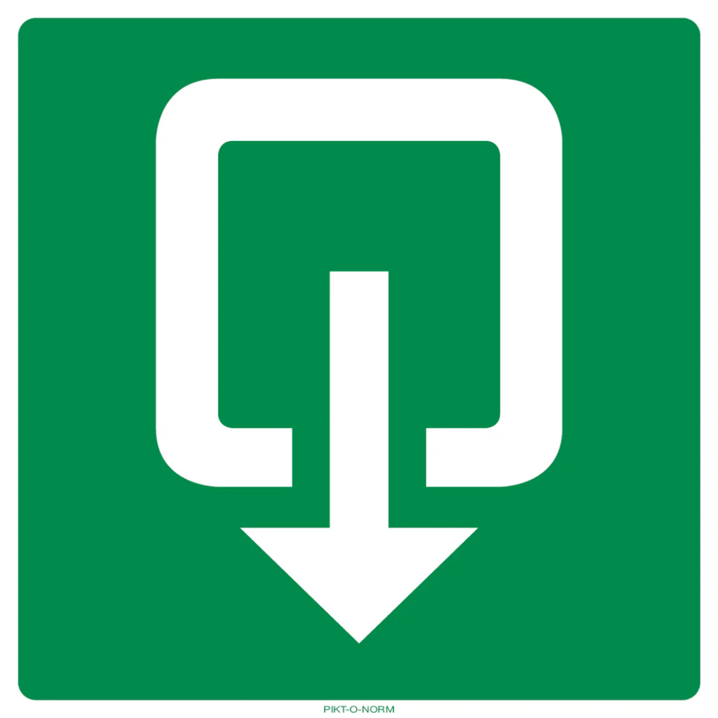 Pictogram uitgang buiten-draaiend groen wit
