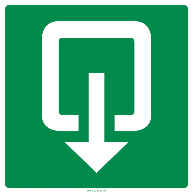 Pictogram uitgang buiten-draaiend groen wit