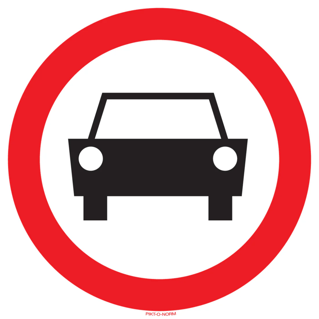 Pictogram verboden auto rood wit