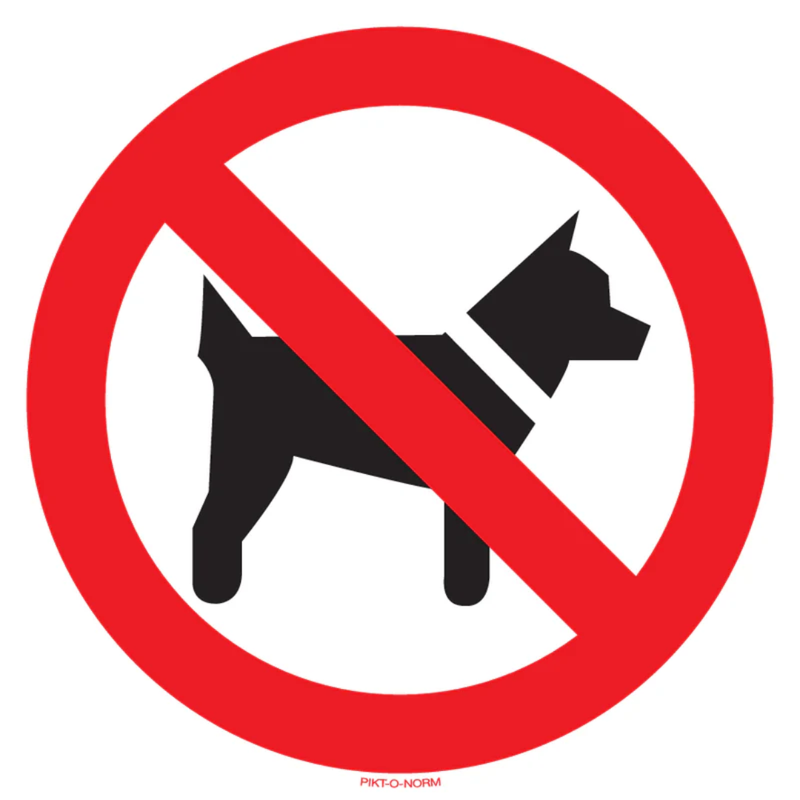 Pictogram verboden dieren rood wit volgens ISO 7010