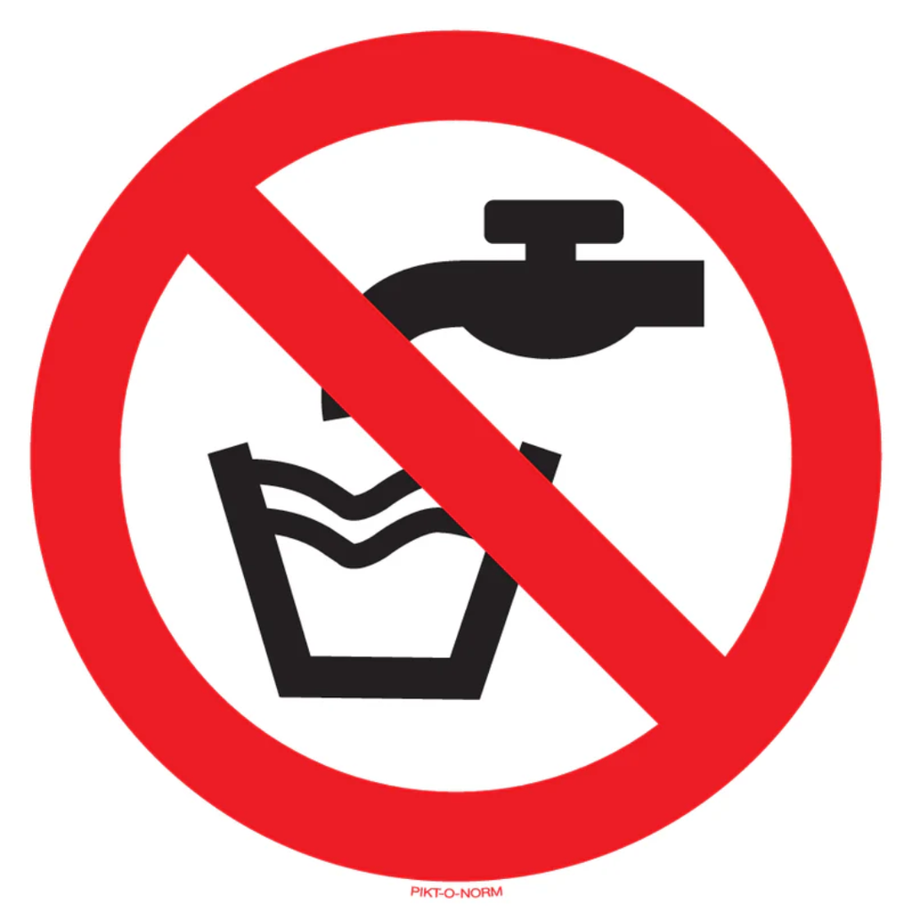 Pictogram verboden drinkwater rood wit volgens ISO 7010