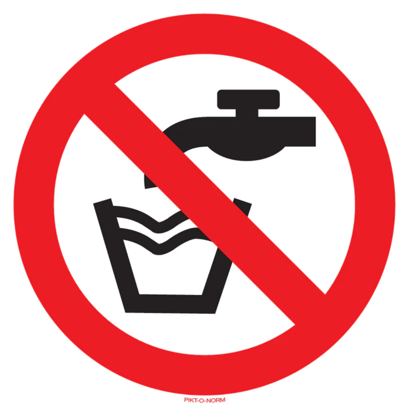 Pictogram verboden drinkwater rood wit volgens ISO 7010
