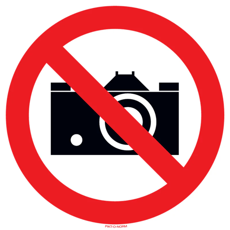 Pictogram verboden te fotograferen rood wit volgens ISO 7010