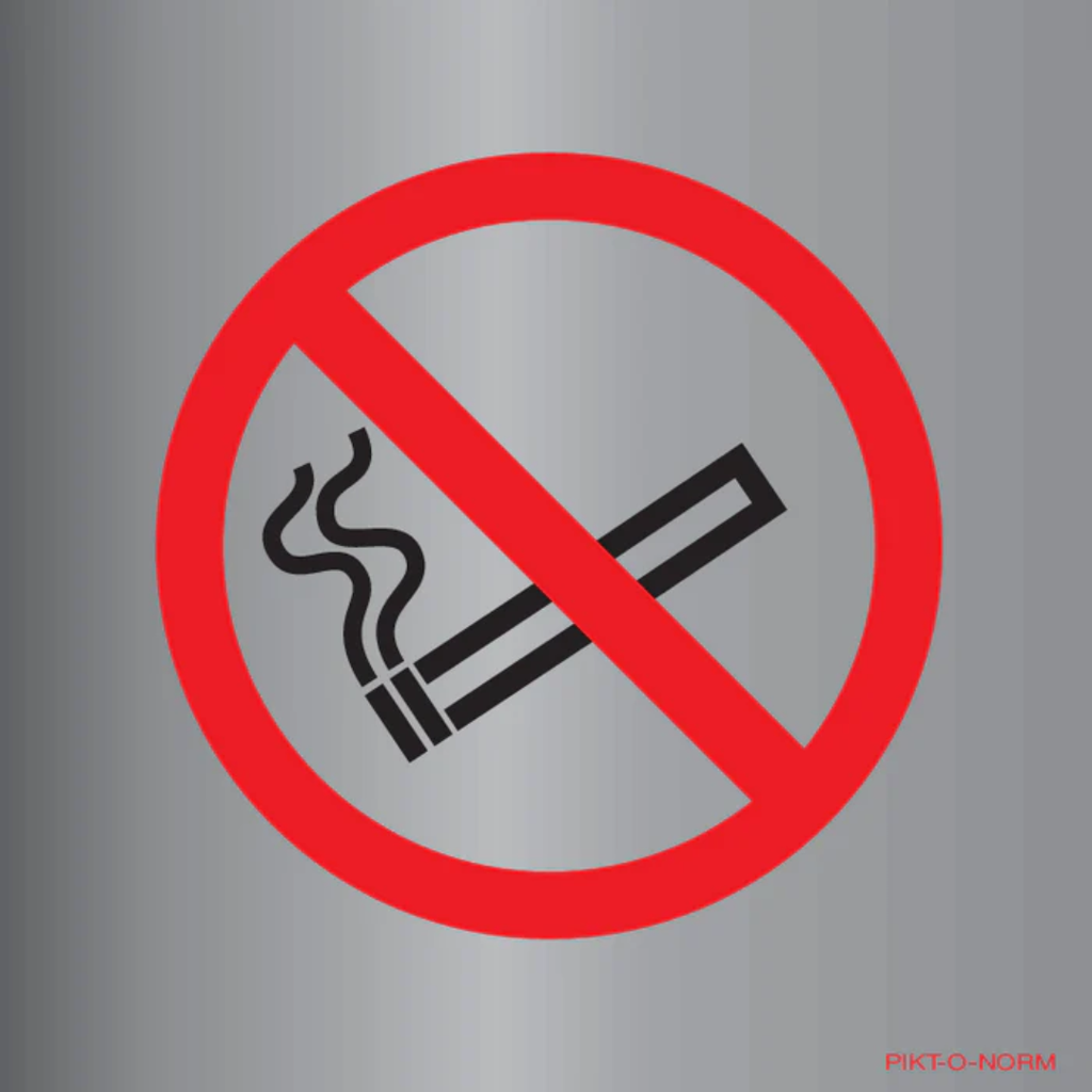 Pictogram verboden roken rood wit aluminium volgens ISO 7010