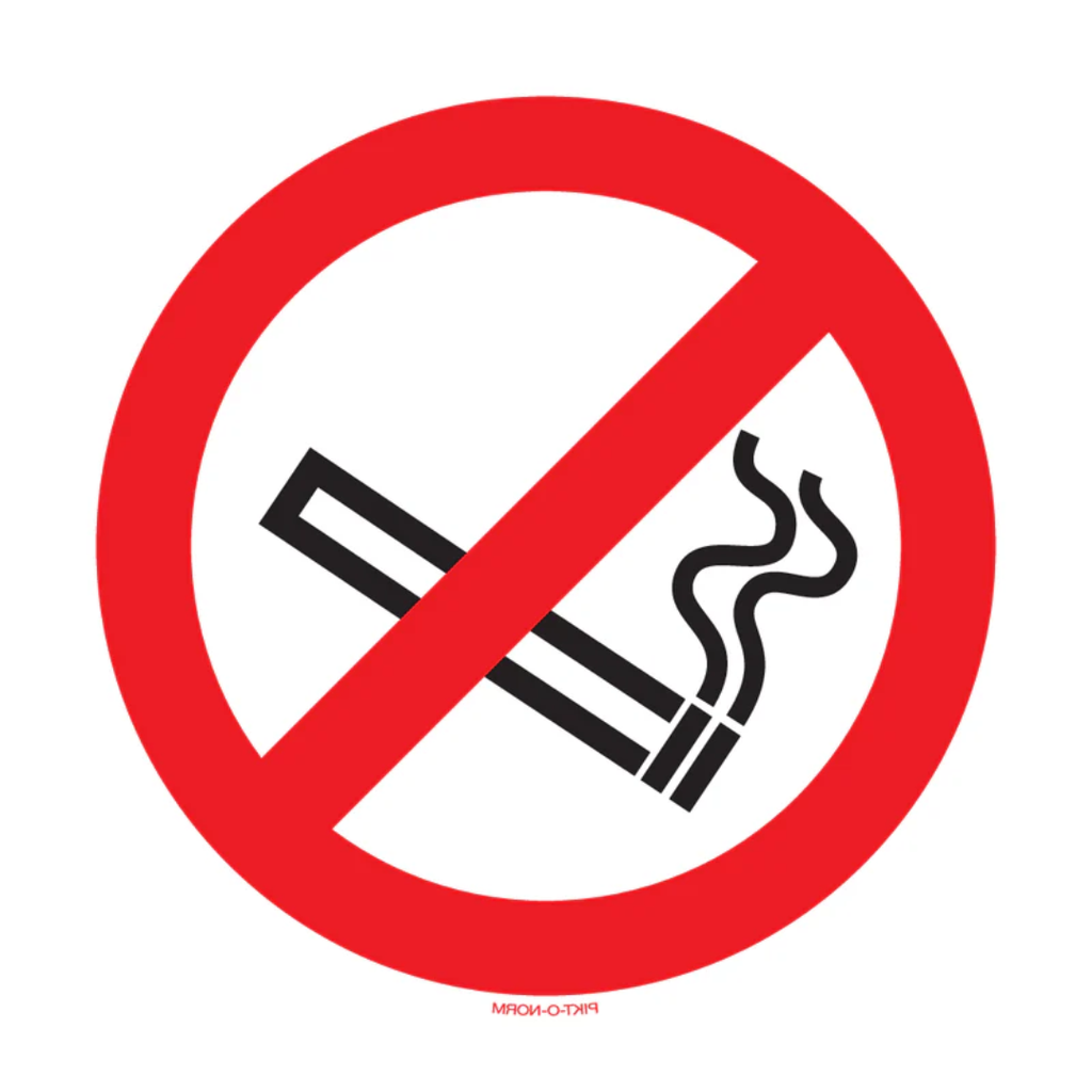 Pictogram verboden roken rood wit raamsticker volgens ISO 7010