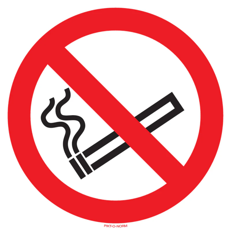 Pictogram verboden roken rood wit volgens ISO 7010