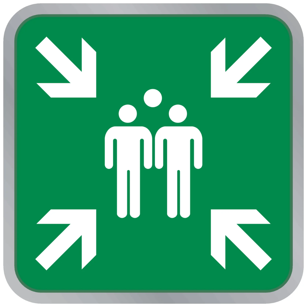Pictogram verzamelplaats groen wit aluminium volgens ISO 7010