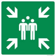 Pictogram verzamelplaats groen wit volgens ISO 7010