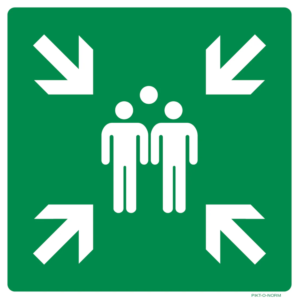 Pictogram verzamelplaats groen wit volgens ISO 7010