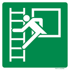 Pictogram vluchtladder raam groen wit volgens ISO 7010