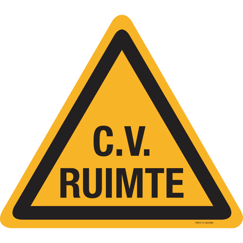 Pictogram waarschuwing cv ruimte geel zwart