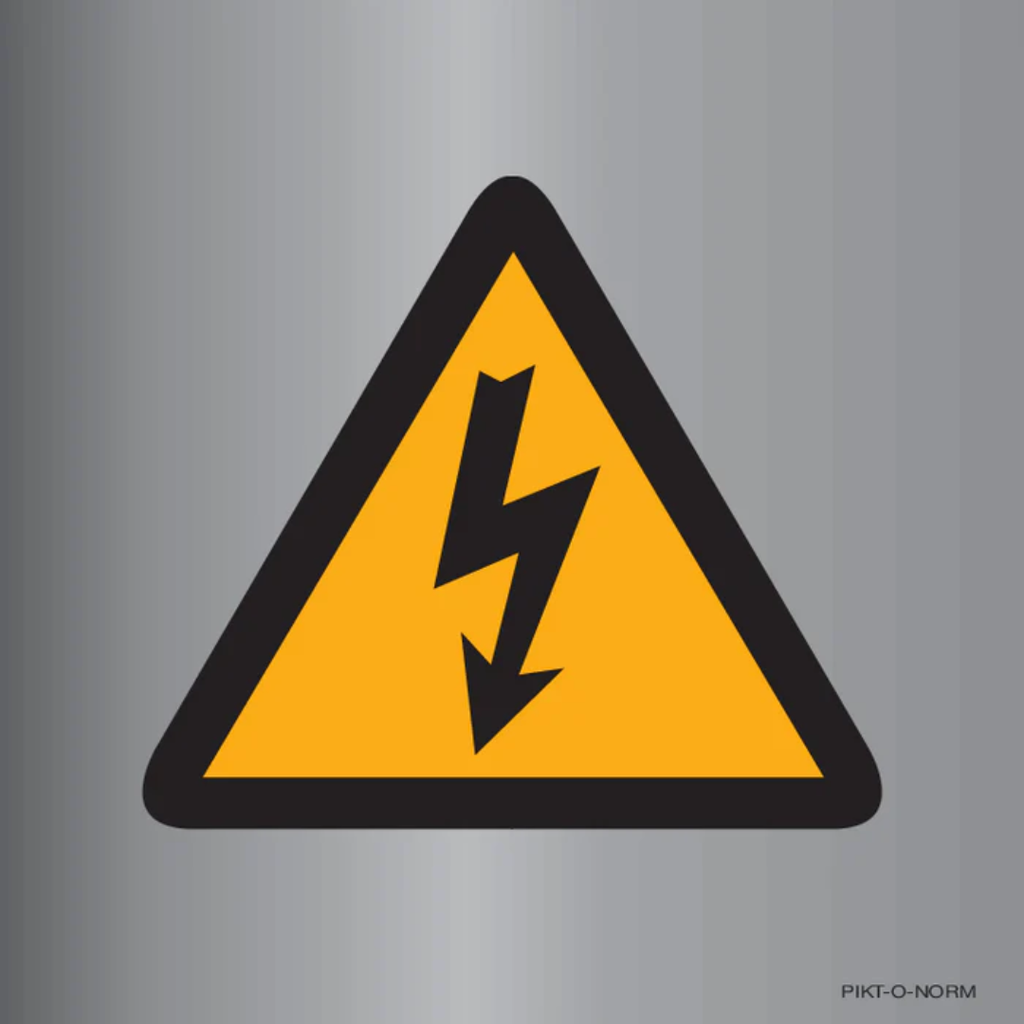 Pictogram waarschuwing elektriciteit geel zwart aluminium volgens ISO 7010