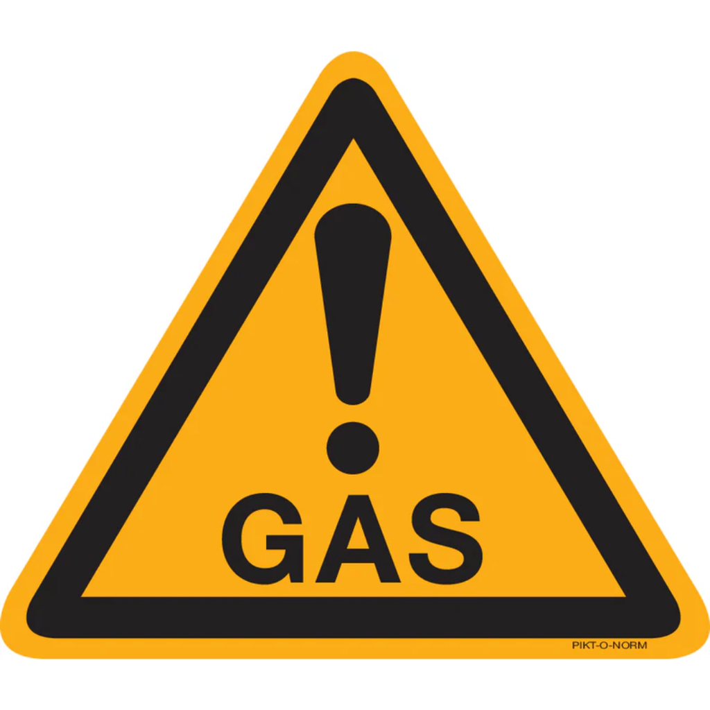 Pictogram waarschuwing gas geel zwart