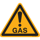 Pictogram waarschuwing gas geel zwart
