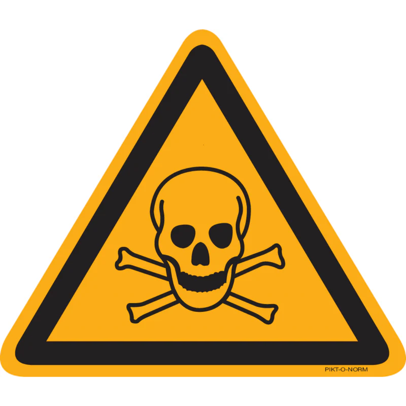 Pictogram waarschuwing giftige stof geel zwart volgens ISO 7010