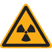 Pictogram waarschuwing radioactieve stoffen geel zwart volgens ISO 7010