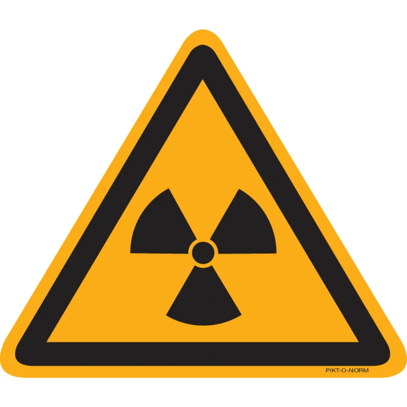 Pictogram waarschuwing radioactieve stoffen geel zwart volgens ISO 7010