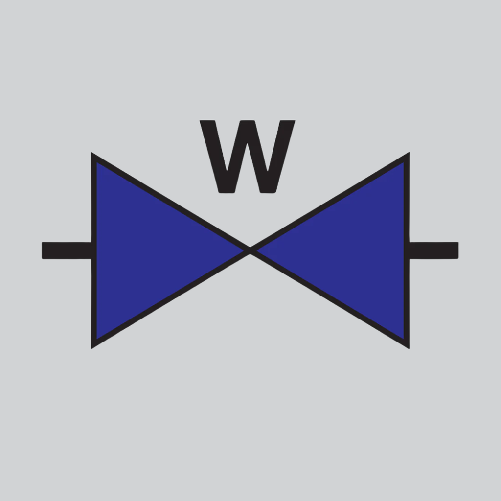Pictogram waterafsluiter blauw wit aluminium